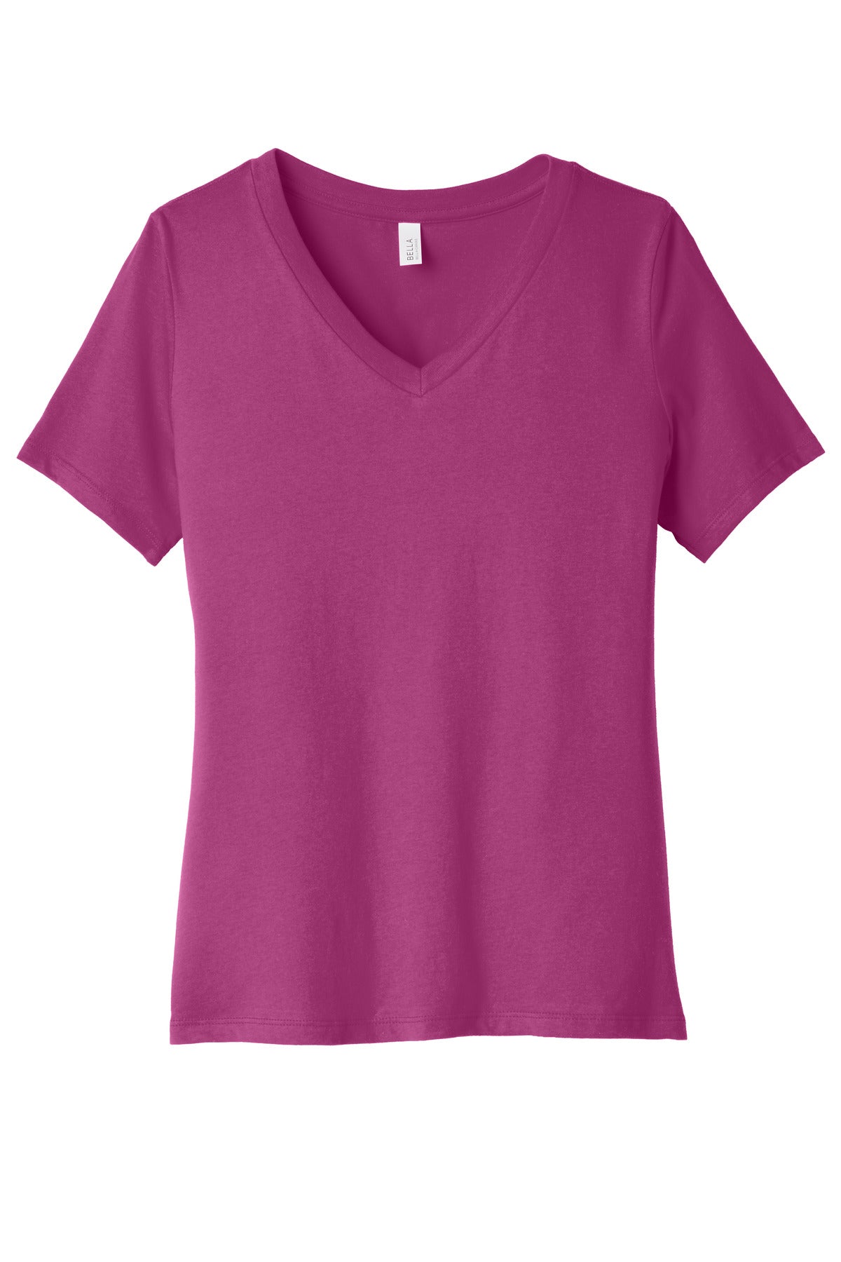 BELLA+CANVAS  Women's Relaxed Jersey Short Sleeve V-Neck Tee - Berry