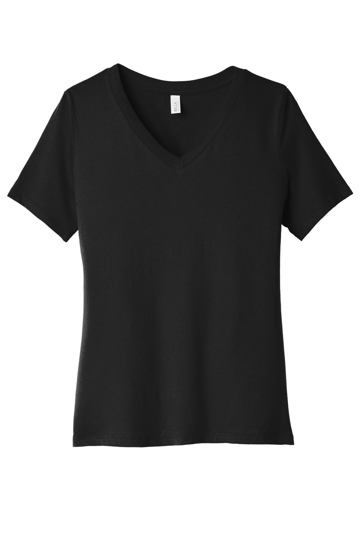 BELLA+CANVAS  Women's Relaxed Jersey Short Sleeve V-Neck Tee - Black