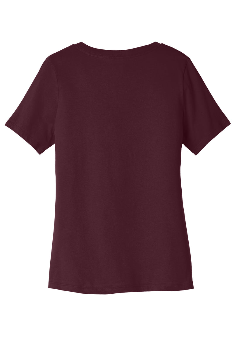 BELLA+CANVAS  Women's Relaxed Jersey Short Sleeve V-Neck Tee - Maroon