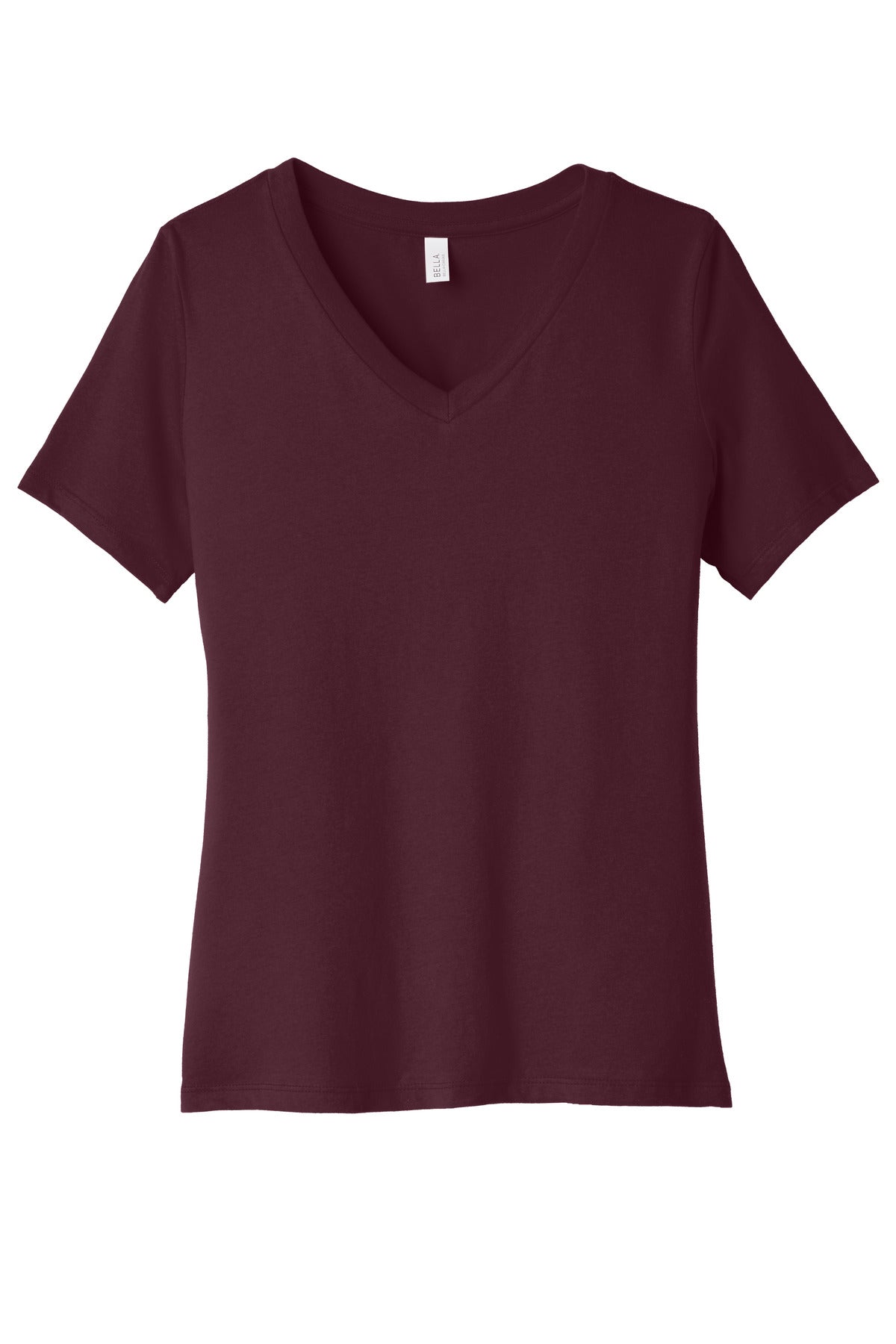 BELLA+CANVAS  Women's Relaxed Jersey Short Sleeve V-Neck Tee - Maroon