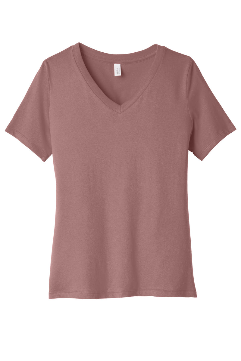 BELLA+CANVAS  Women's Relaxed Jersey Short Sleeve V-Neck Tee - Mauve