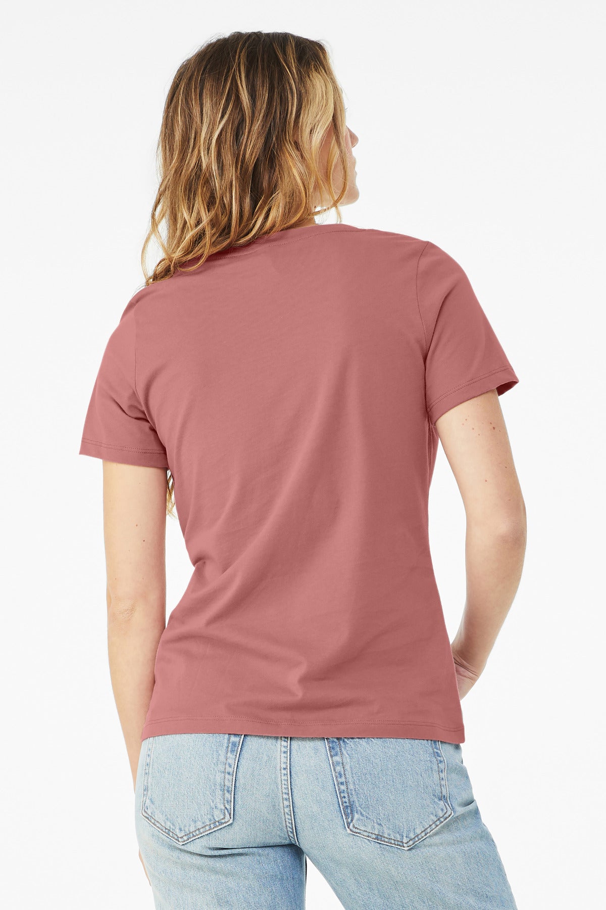 BELLA+CANVAS  Women's Relaxed Jersey Short Sleeve V-Neck Tee - Mauve