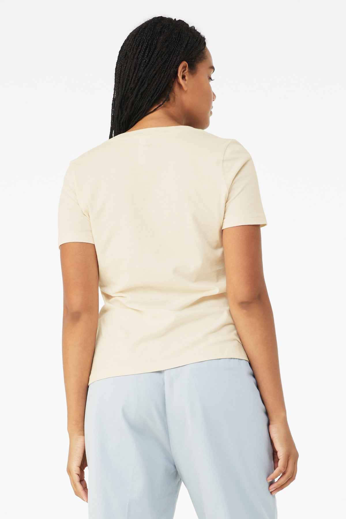 BELLA+CANVAS  Women's Relaxed Jersey Short Sleeve V-Neck Tee - Natural