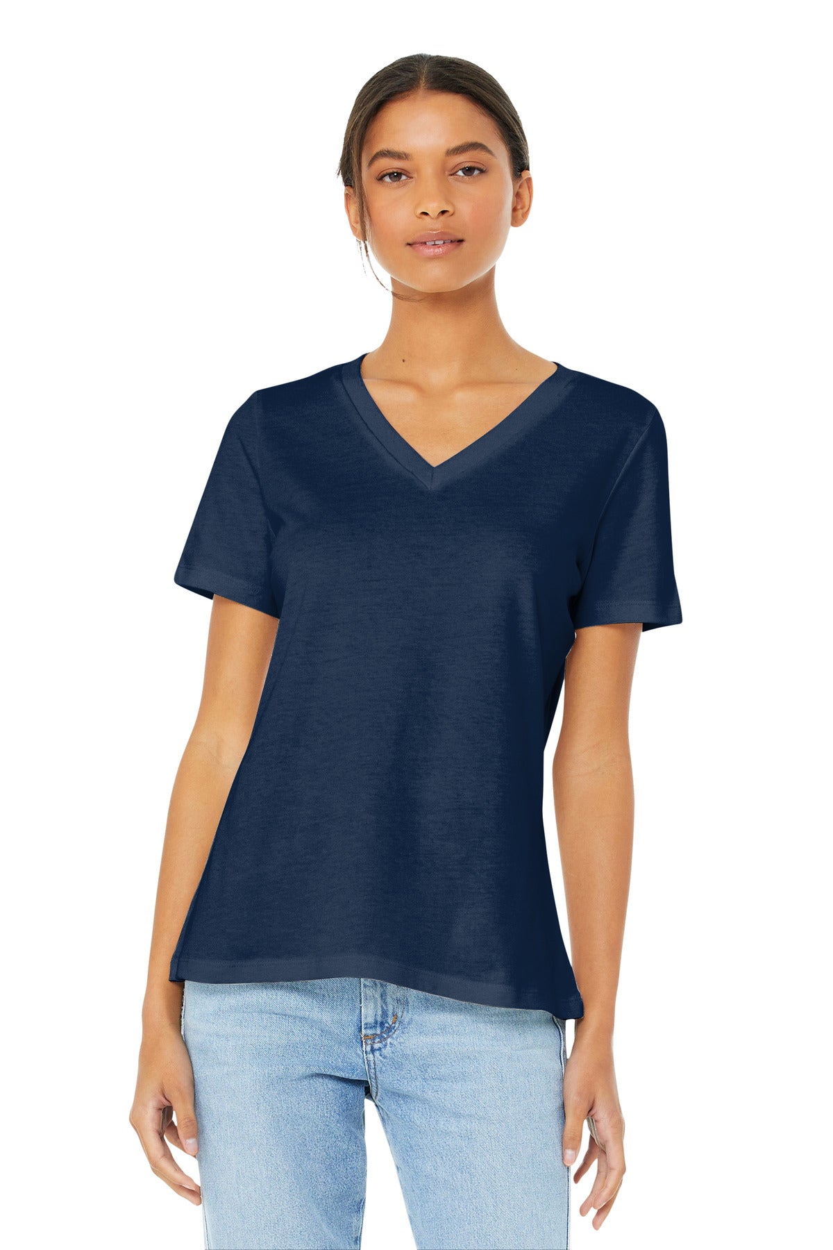 BELLA+CANVAS  Women's Relaxed Jersey Short Sleeve V-Neck Tee - Navy