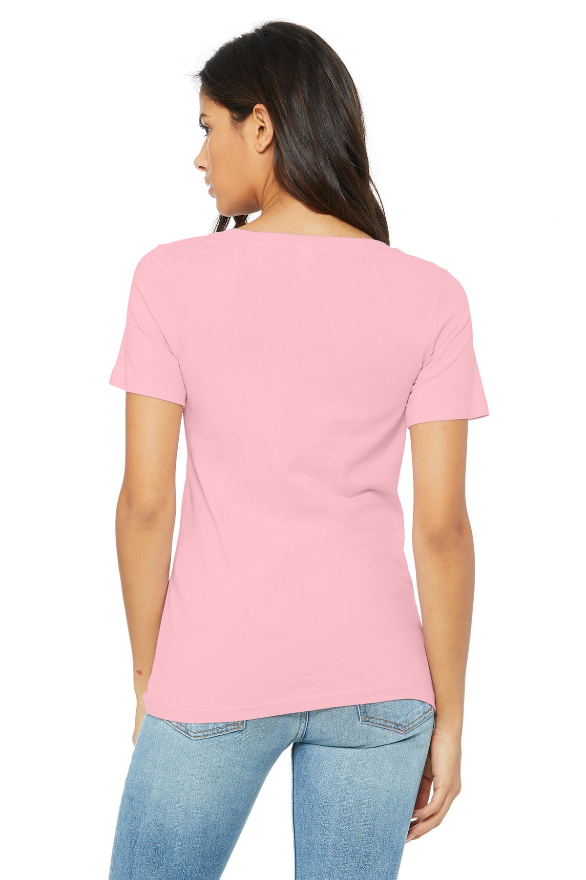 BELLA+CANVAS  Women's Relaxed Jersey Short Sleeve V-Neck Tee - Pink