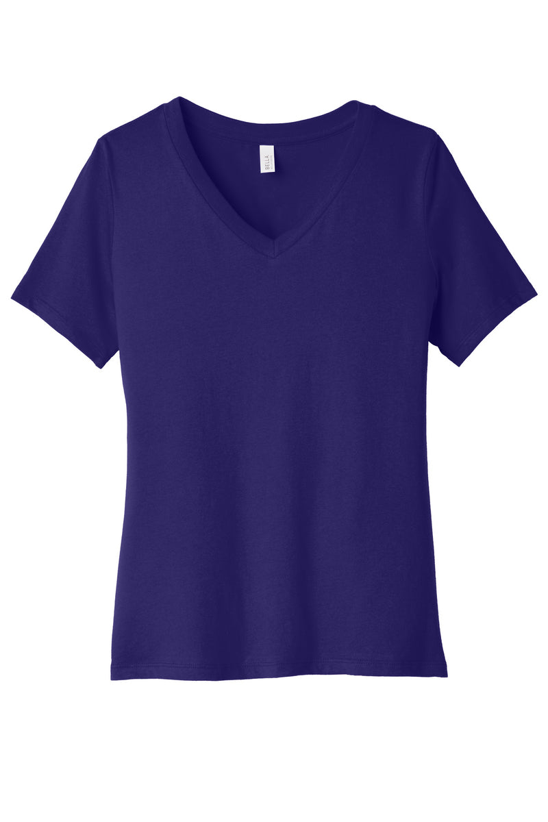 BELLA+CANVAS  Women's Relaxed Jersey Short Sleeve V-Neck Tee - Team Purple