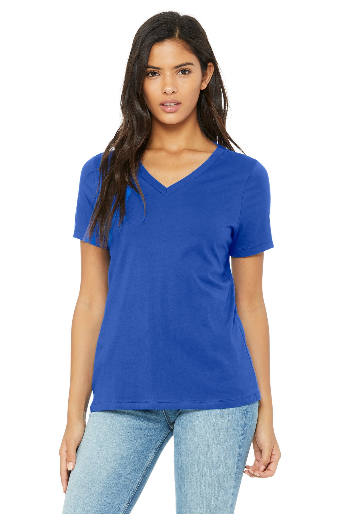 BELLA+CANVAS  Women's Relaxed Jersey Short Sleeve V-Neck Tee - True Royal