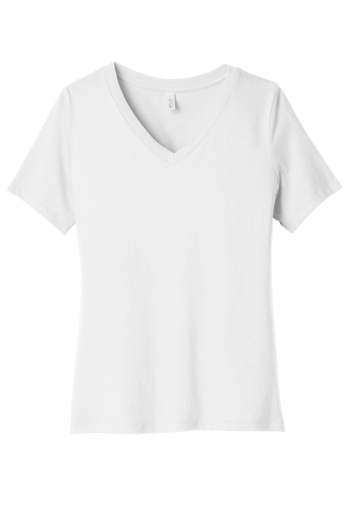 BELLA+CANVAS  Women's Relaxed Jersey Short Sleeve V-Neck Tee - White