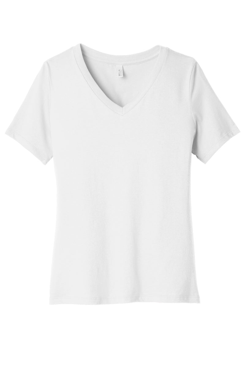 BELLA+CANVAS  Women's Relaxed Jersey Short Sleeve V-Neck Tee - White