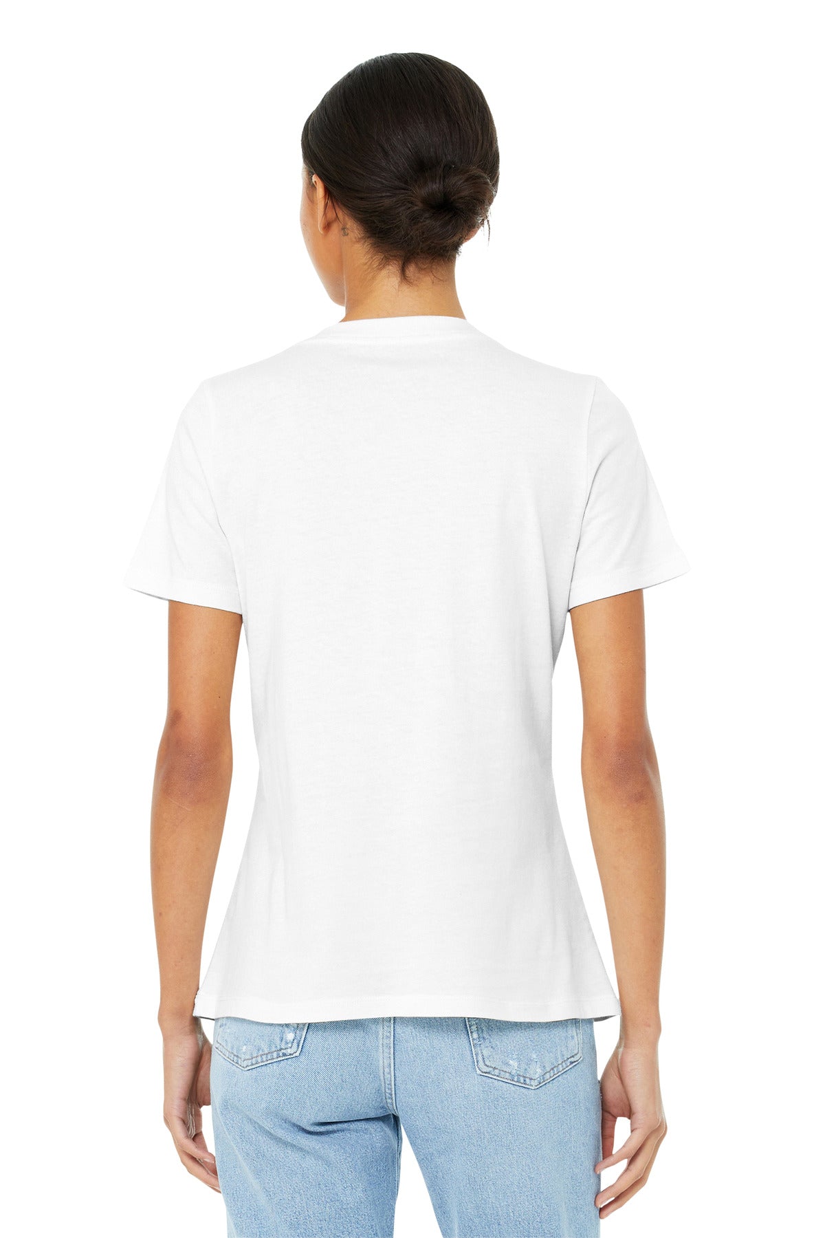 BELLA+CANVAS  Women's Relaxed Jersey Short Sleeve V-Neck Tee - White