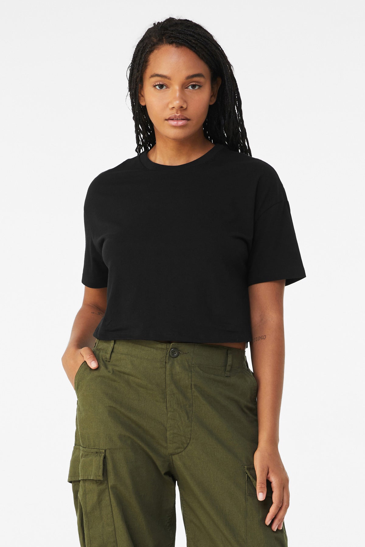 BELLA+CANVAS Women's Jersey Crop Tee - Black