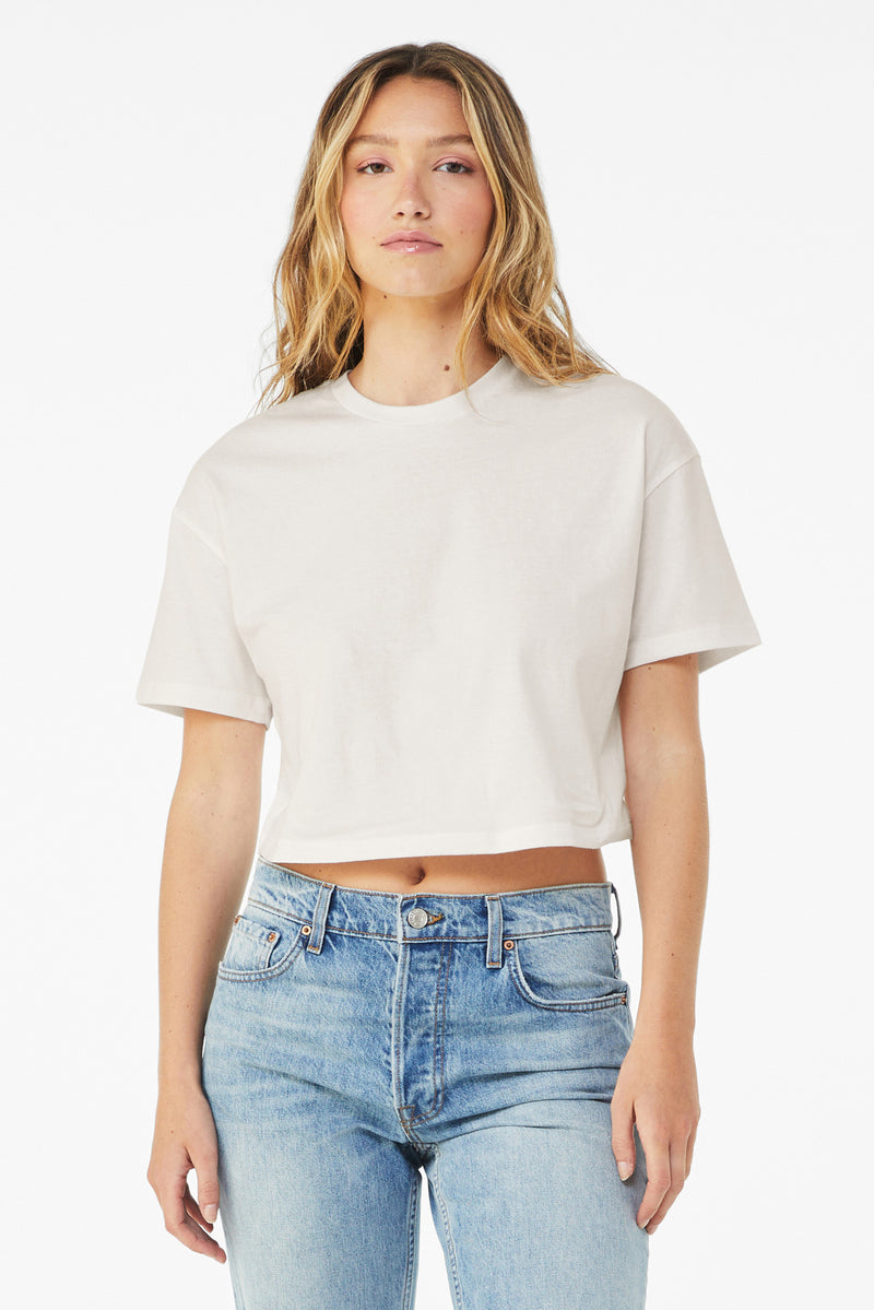 BELLA+CANVAS Women's Jersey Crop Tee - Vintage White