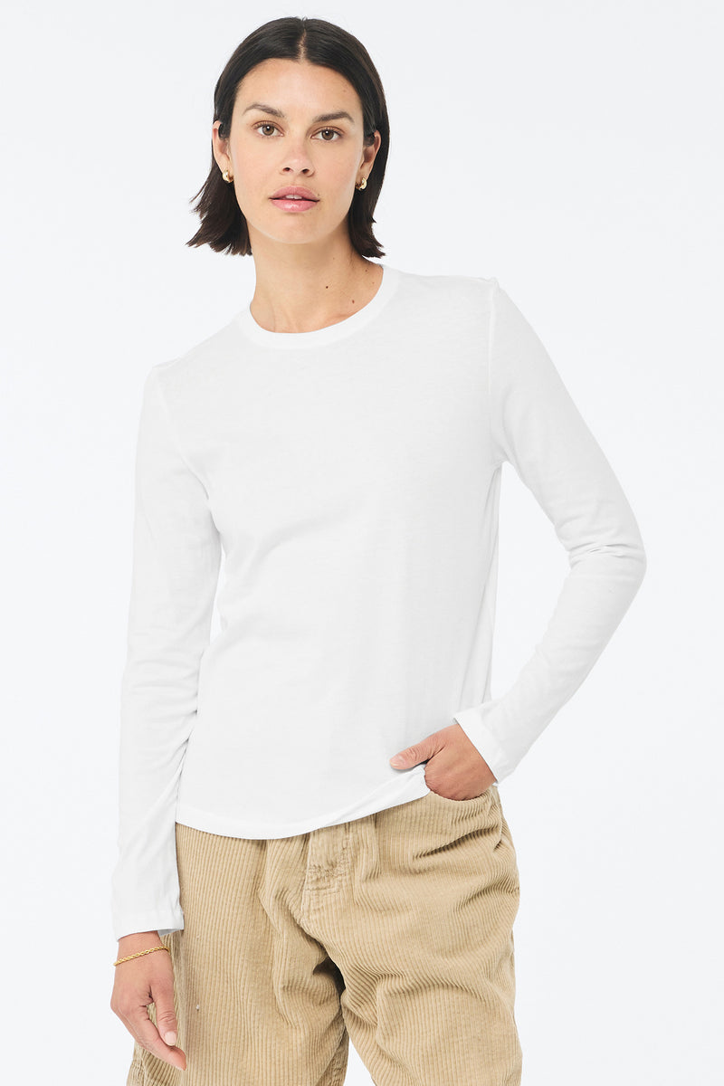 BELLA+CANVAS Women's Jersey Long Sleeve Tee - White