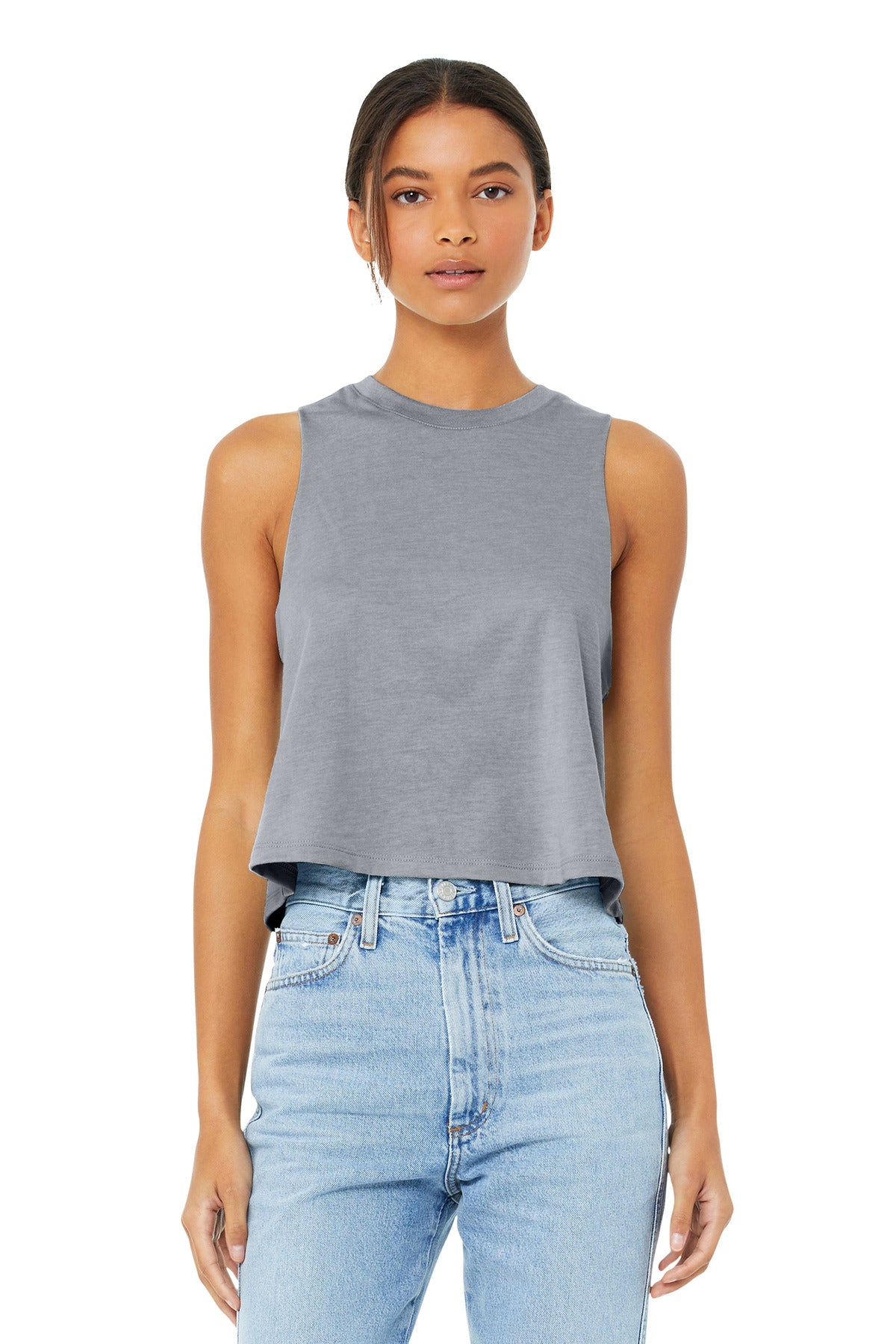 BELLA+CANVAS  Women's Racerback Cropped Tank - Athletic Heather