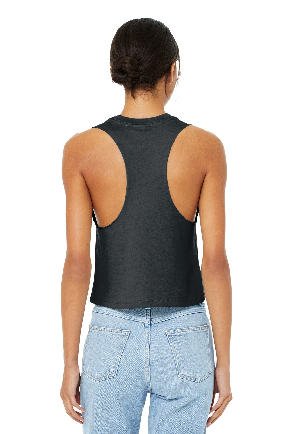 BELLA+CANVAS  Women's Racerback Cropped Tank - Dark Grey Heather
