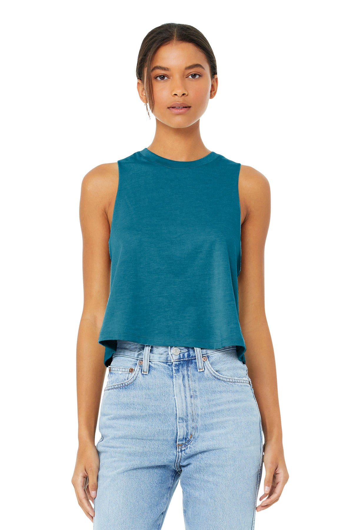 BELLA+CANVAS  Women's Racerback Cropped Tank - Heather Deep Teal