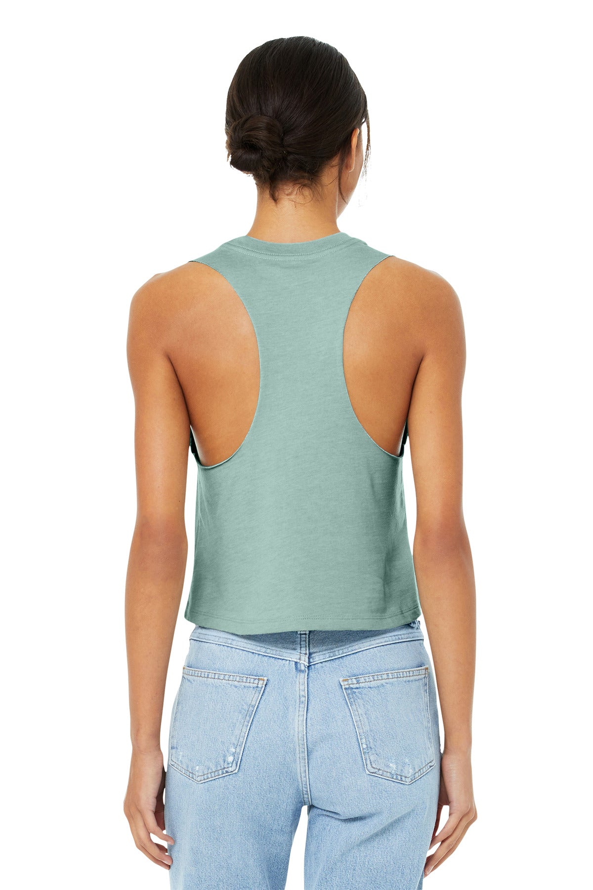 BELLA+CANVAS  Women's Racerback Cropped Tank - Heather Dusty Blue