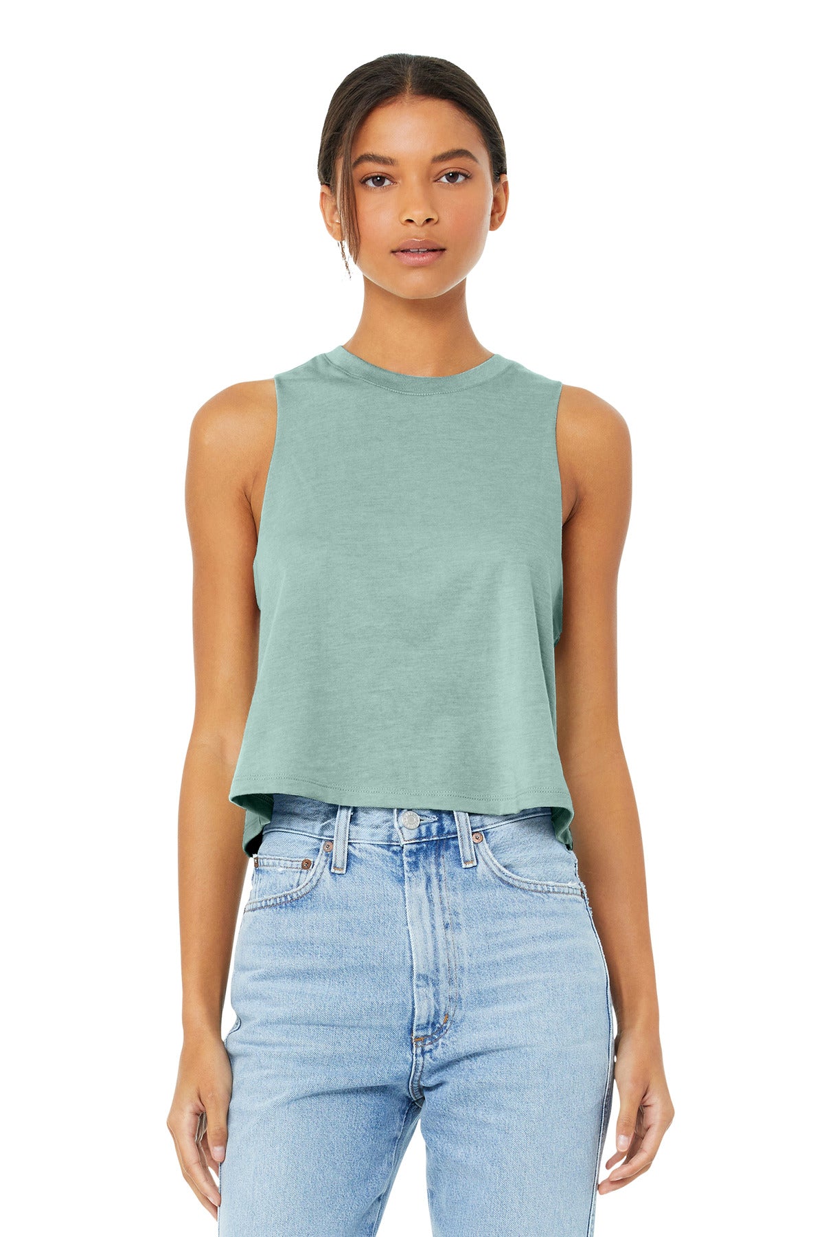 BELLA+CANVAS  Women's Racerback Cropped Tank - Heather Dusty Blue