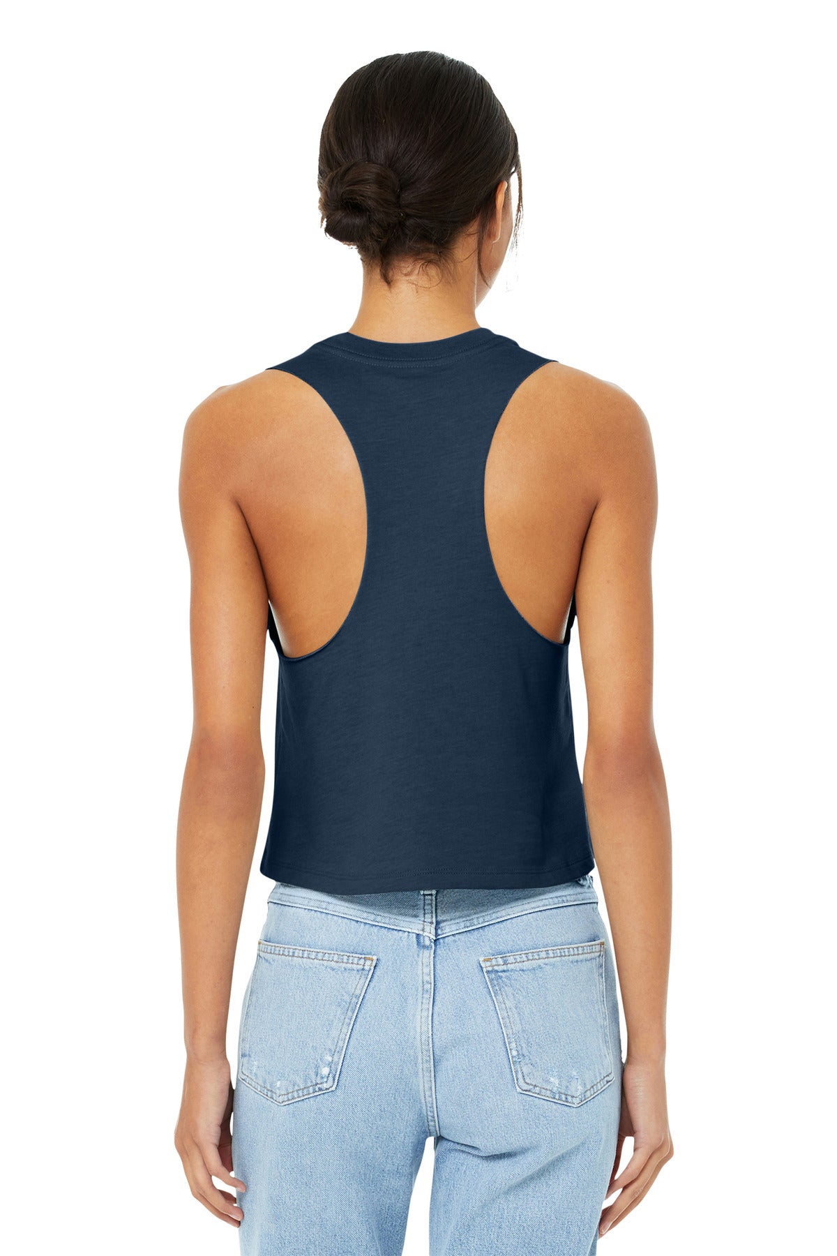 BELLA+CANVAS  Women's Racerback Cropped Tank - Heather Navy