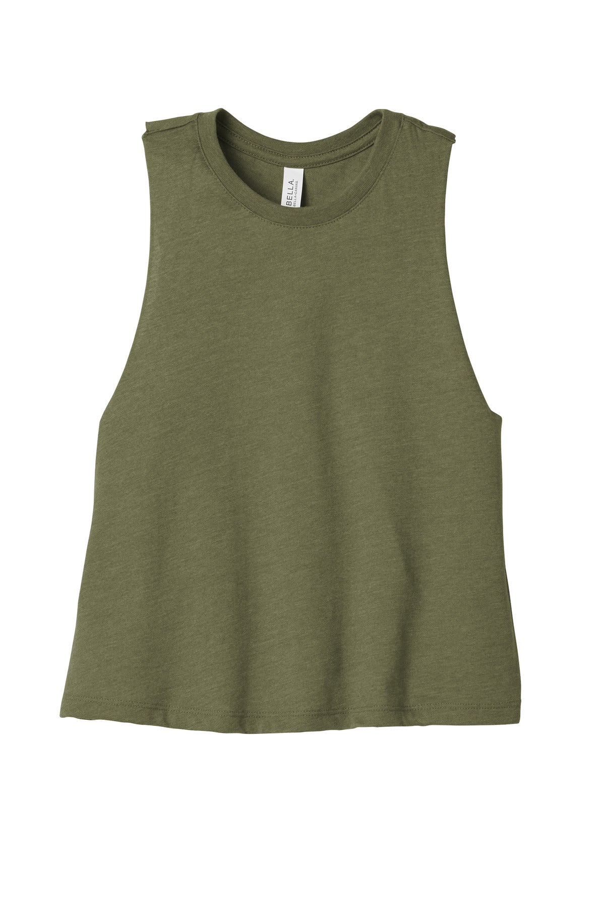 BELLA+CANVAS  Women's Racerback Cropped Tank - Heather Olive