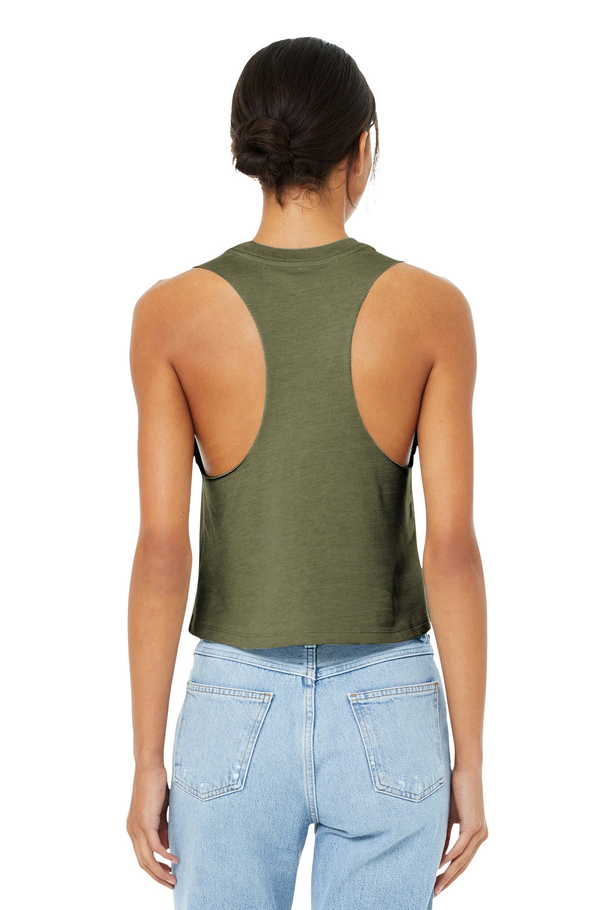 BELLA+CANVAS  Women's Racerback Cropped Tank - Heather Olive