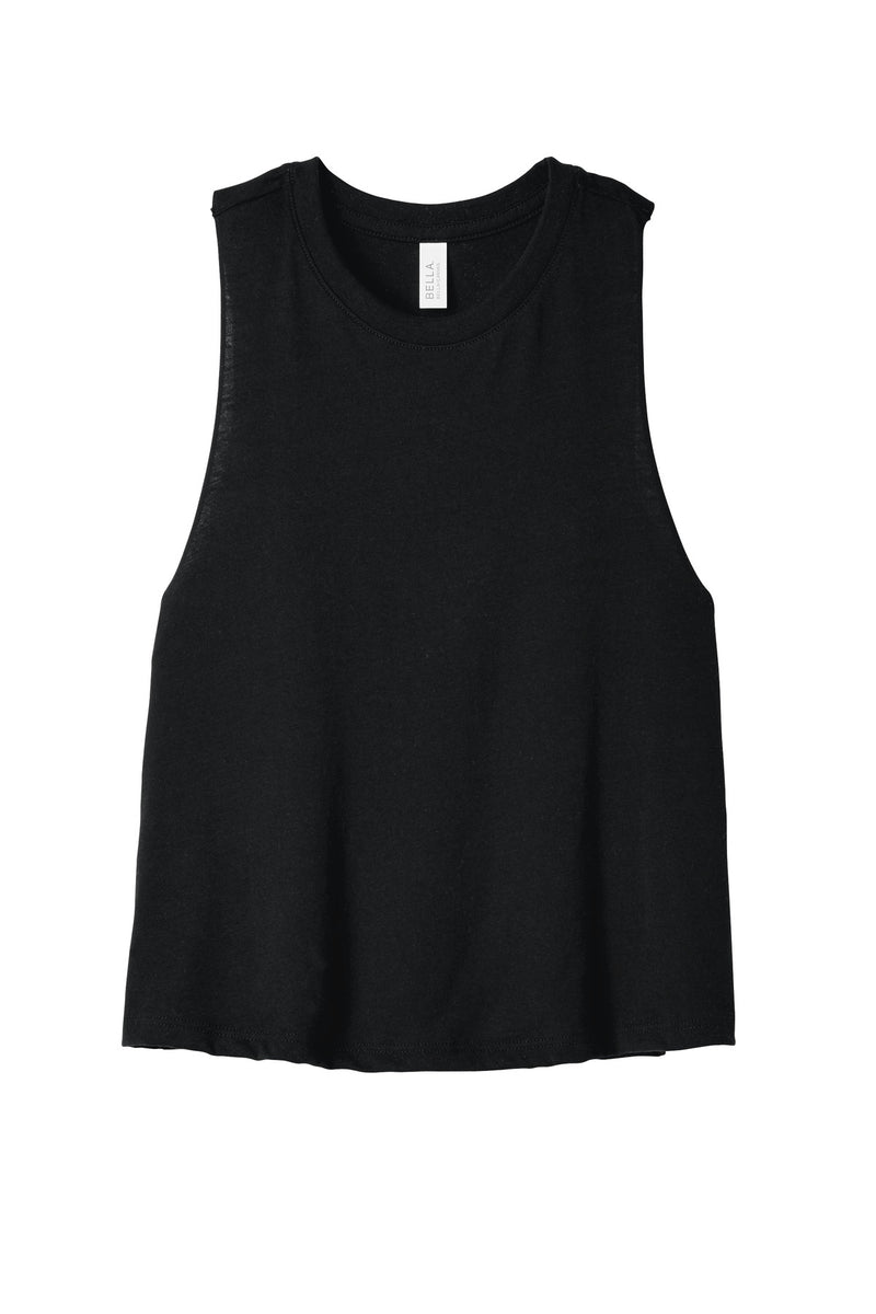 BELLA+CANVAS  Women's Racerback Cropped Tank - Solid Black Blend