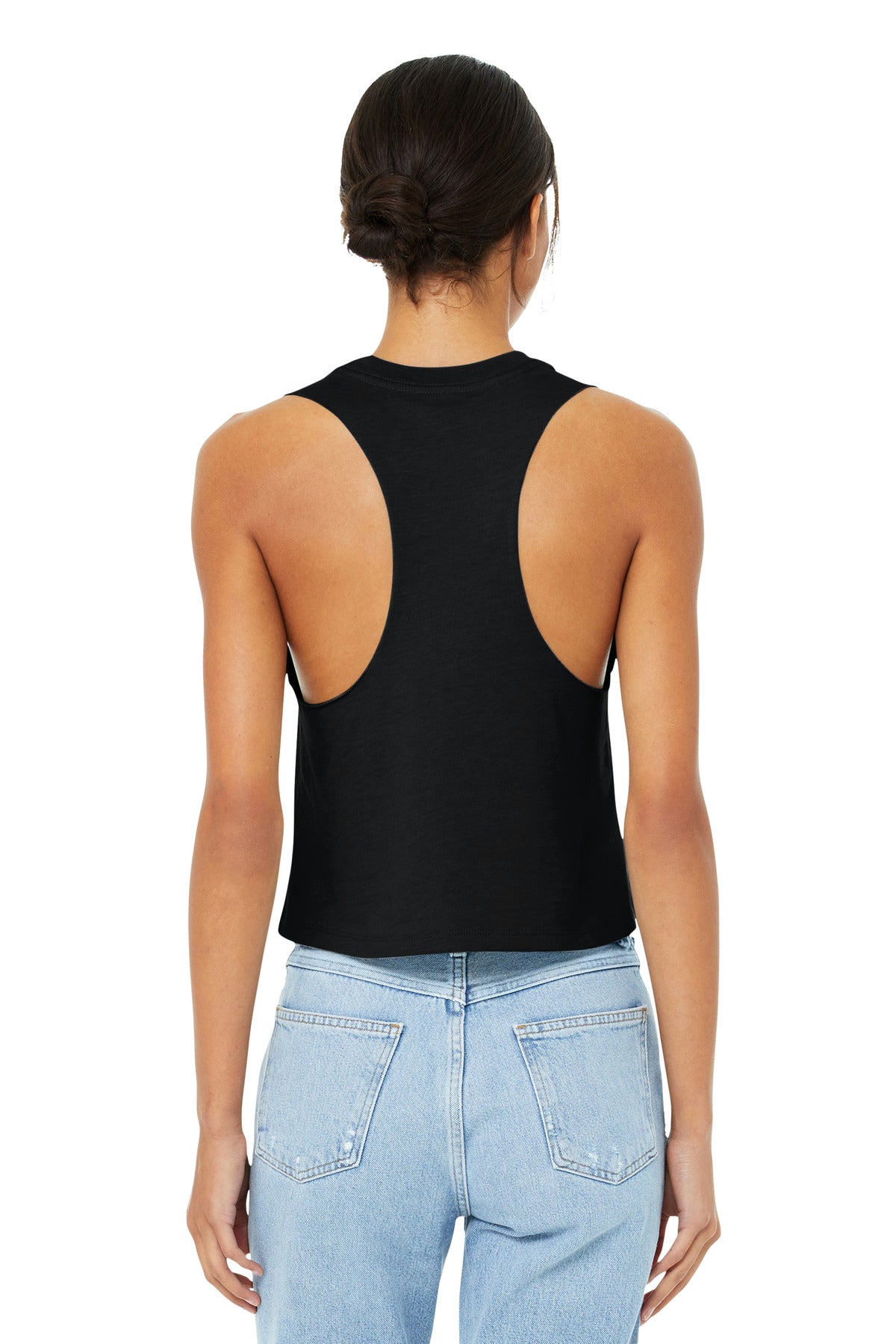 BELLA+CANVAS  Women's Racerback Cropped Tank - Solid Black Blend