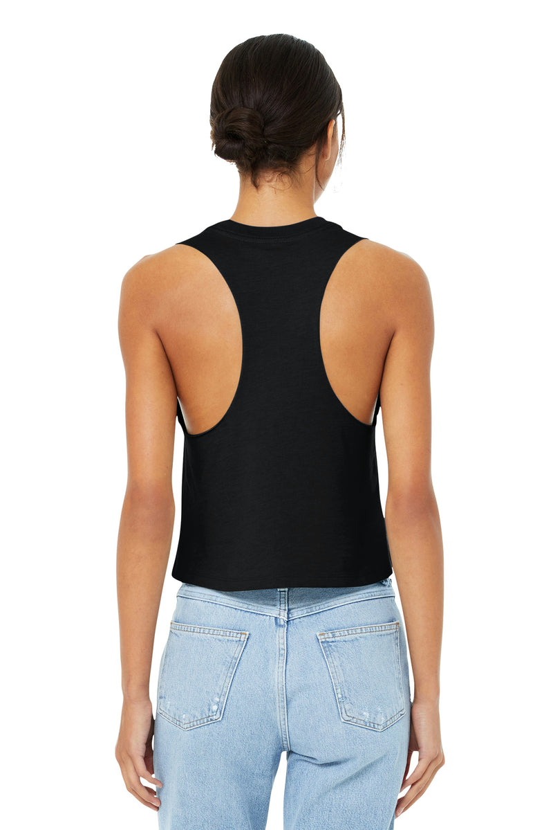 BELLA+CANVAS  Women's Racerback Cropped Tank - Solid Black Blend