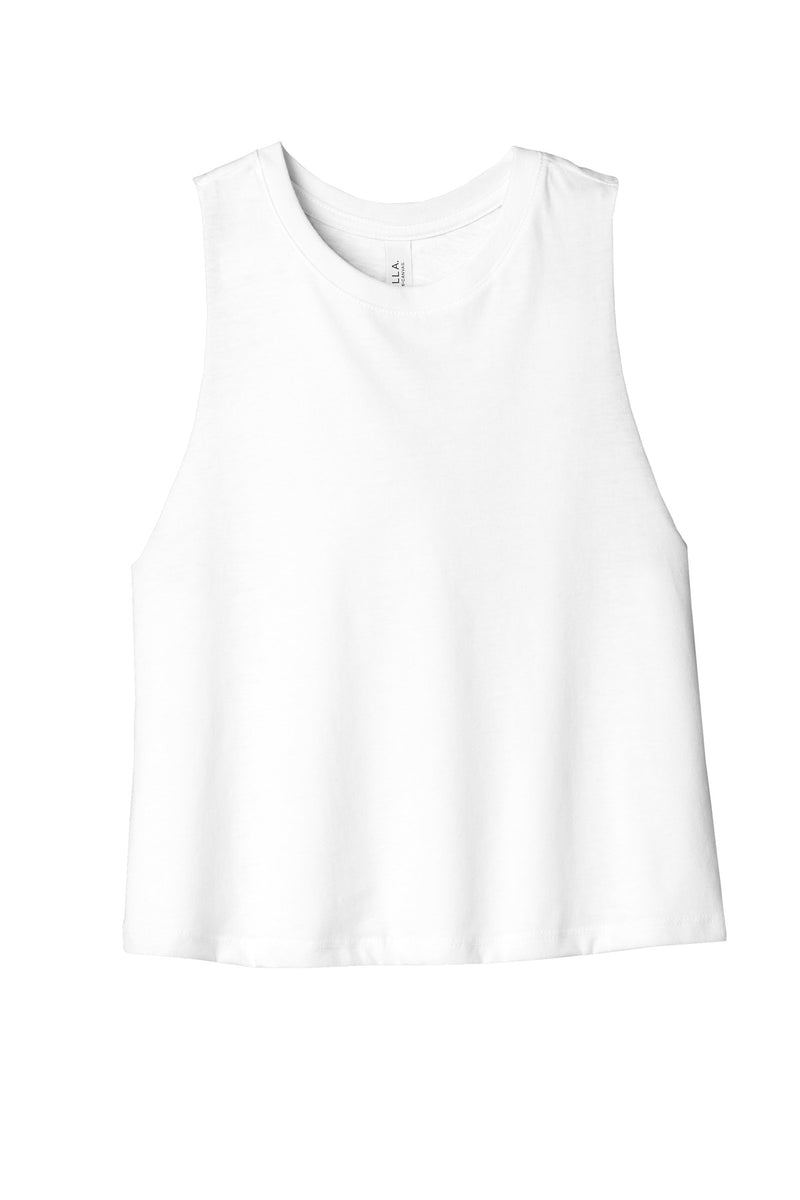 BELLA+CANVAS  Women's Racerback Cropped Tank - Solid White Blend