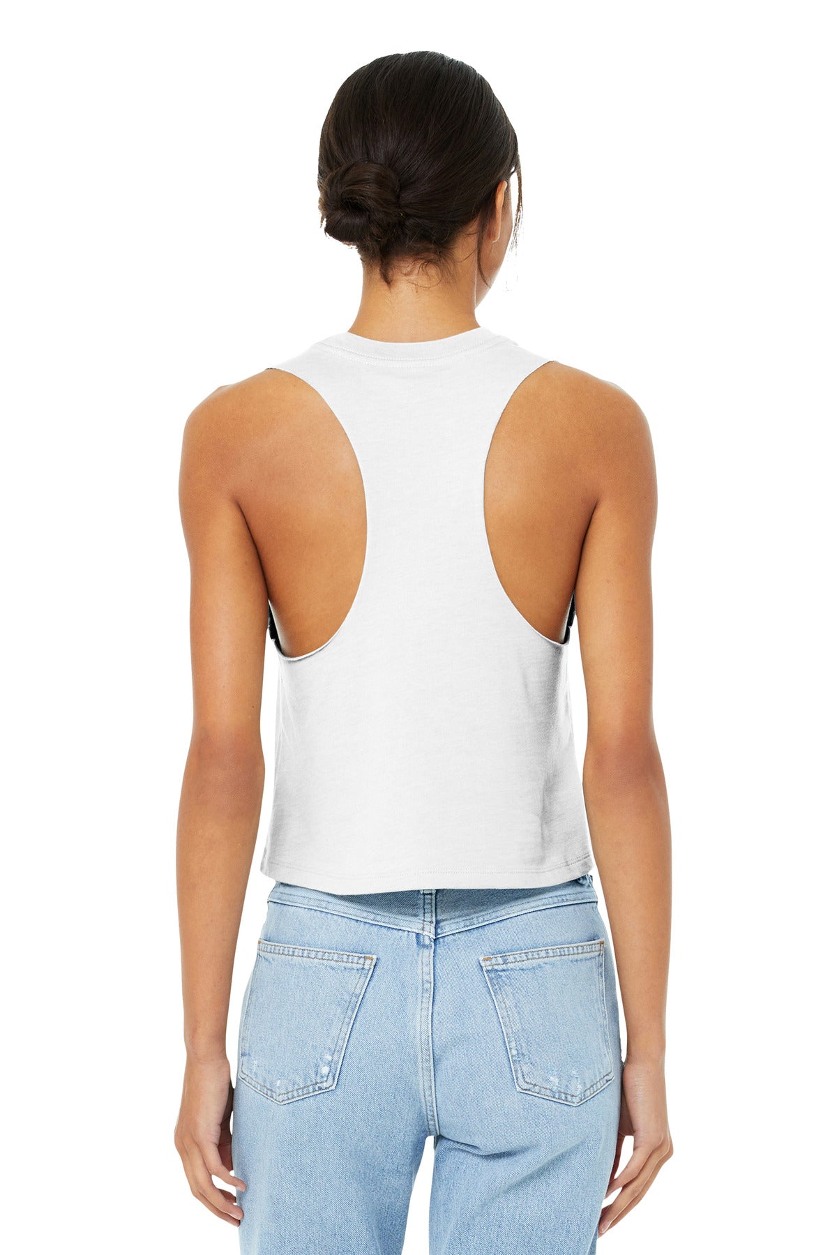BELLA+CANVAS  Women's Racerback Cropped Tank - Solid White Blend