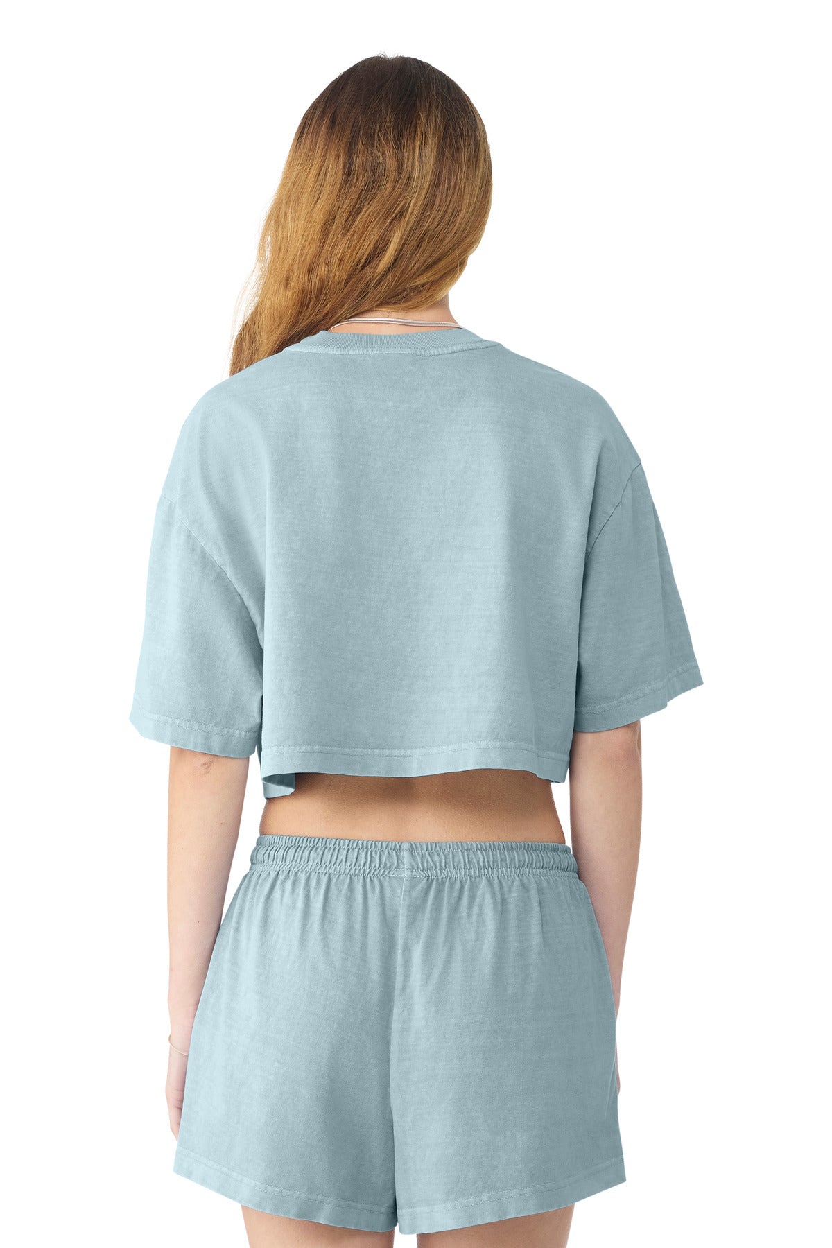 BELLA+CANVAS Women's Heavyweight Garment-Dyed Cropped Tee - Light Washed Denim