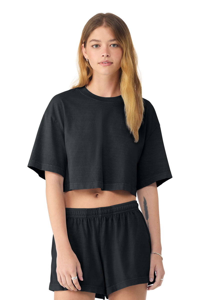 BELLA+CANVAS Women's Heavyweight Garment-Dyed Cropped Tee - Washed Black