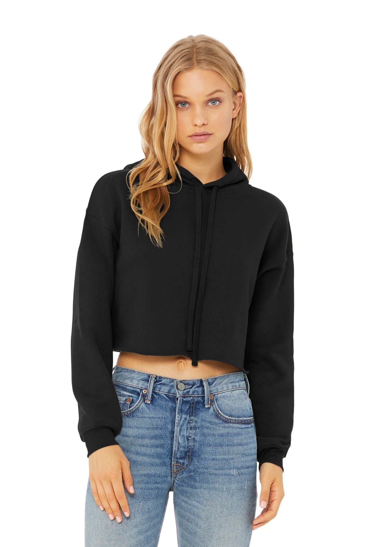 BELLA+CANVAS  Women's Sponge Fleece Cropped Fleece Hoodie - Black