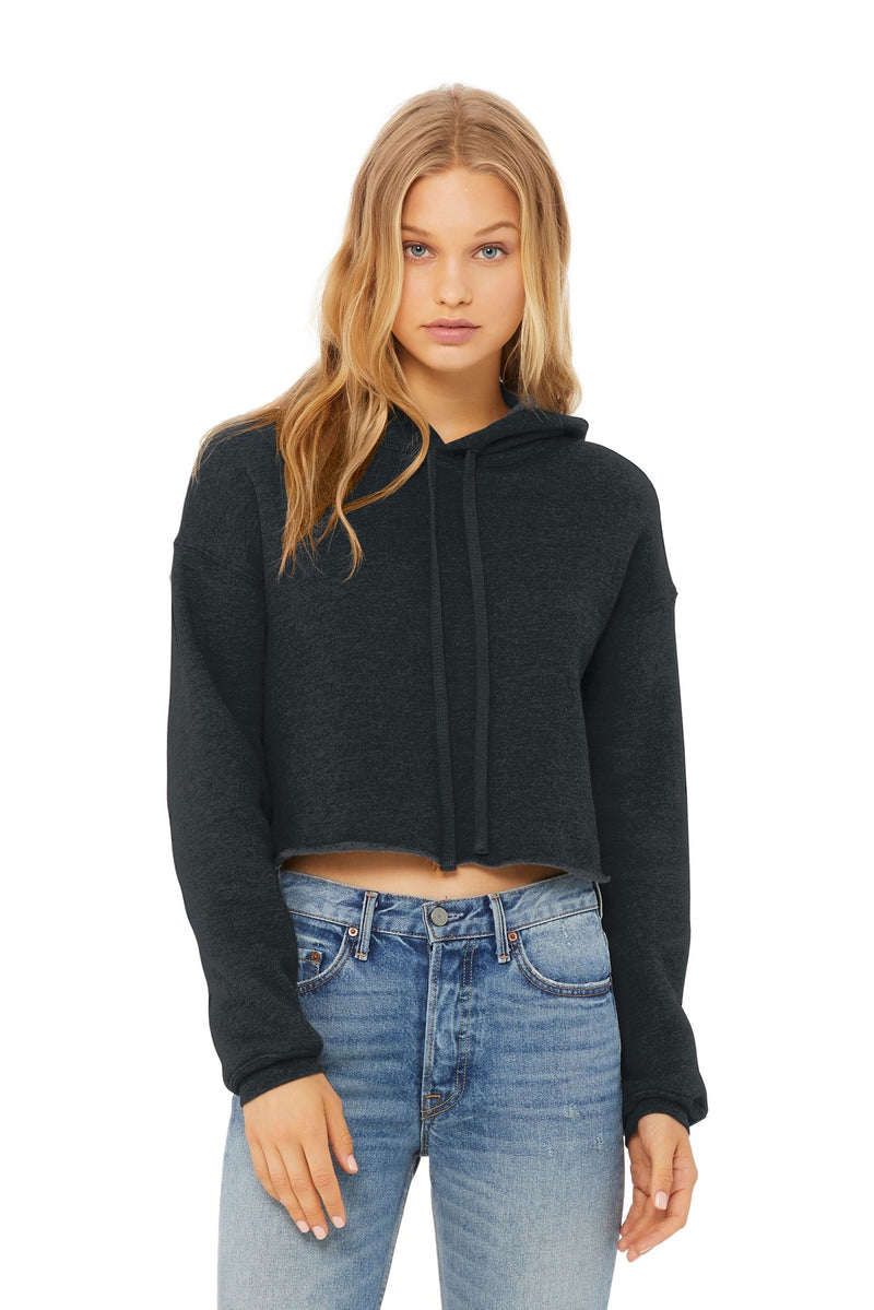 BELLA+CANVAS  Women's Sponge Fleece Cropped Fleece Hoodie - Dark Grey Heather
