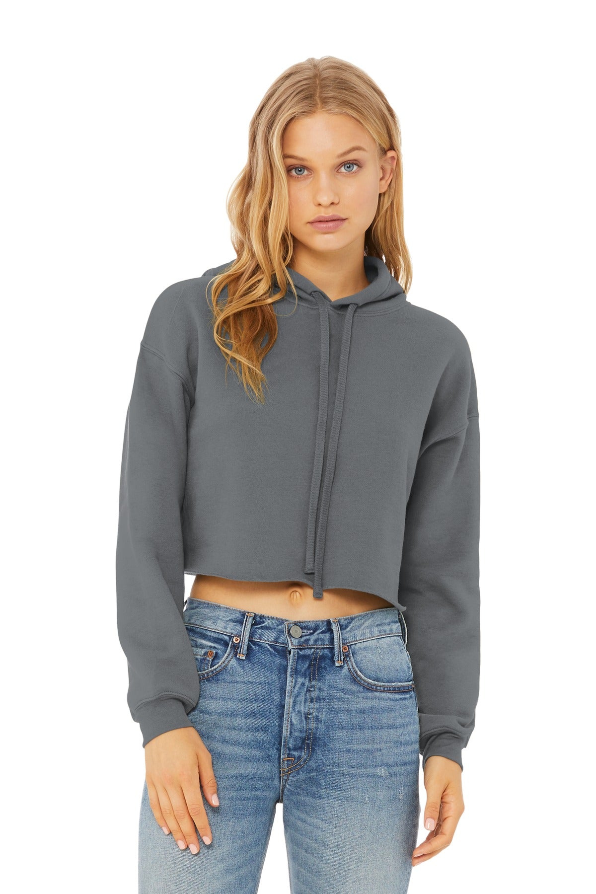 BELLA+CANVAS  Women's Sponge Fleece Cropped Fleece Hoodie - Storm