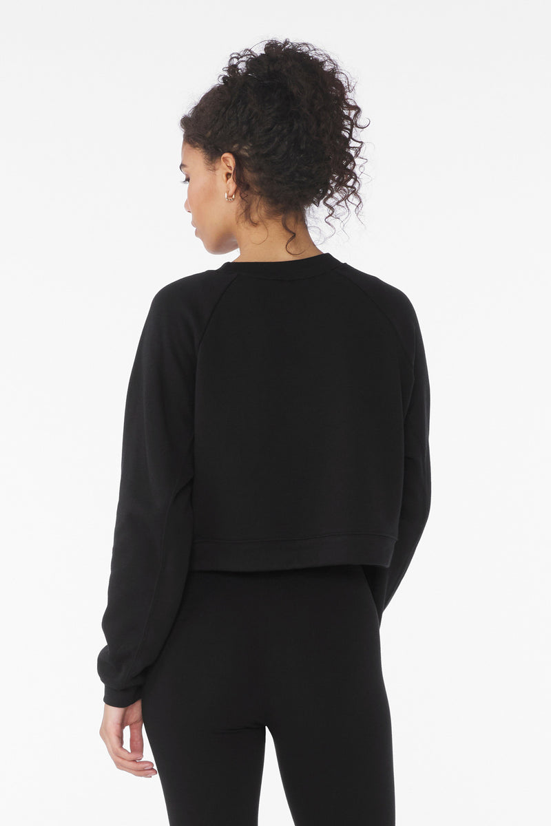BELLA+CANVAS Women's Raglan Pullover Sponge Fleece - Black