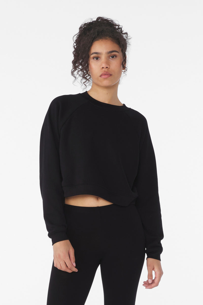 BELLA+CANVAS Women's Raglan Pullover Sponge Fleece - Black