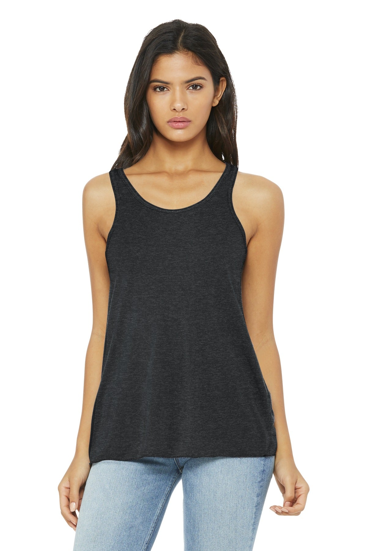 BELLA+CANVAS  Women's Flowy Racerback Tank - Dark Grey Heather