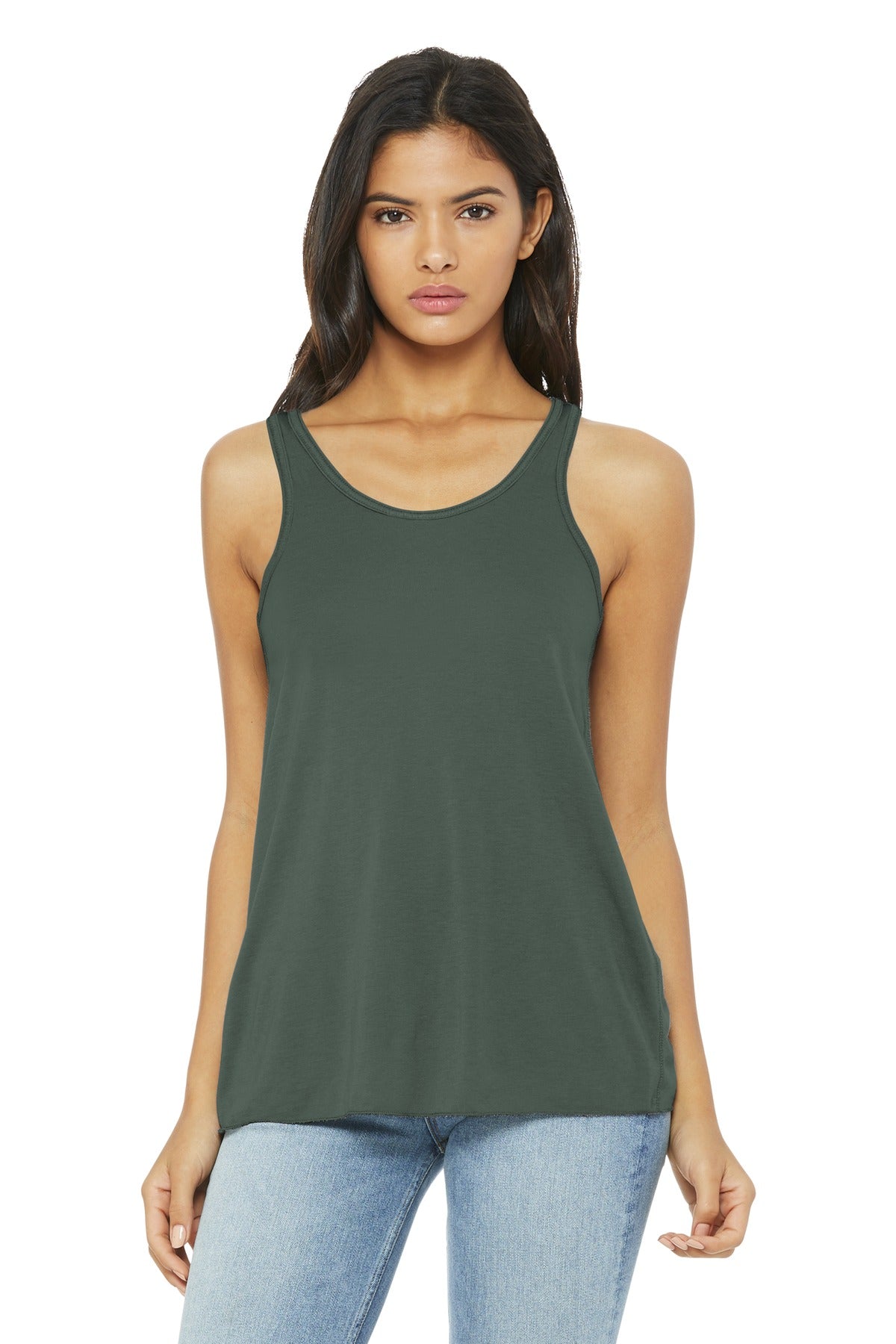 BELLA+CANVAS  Women's Flowy Racerback Tank - Military Green