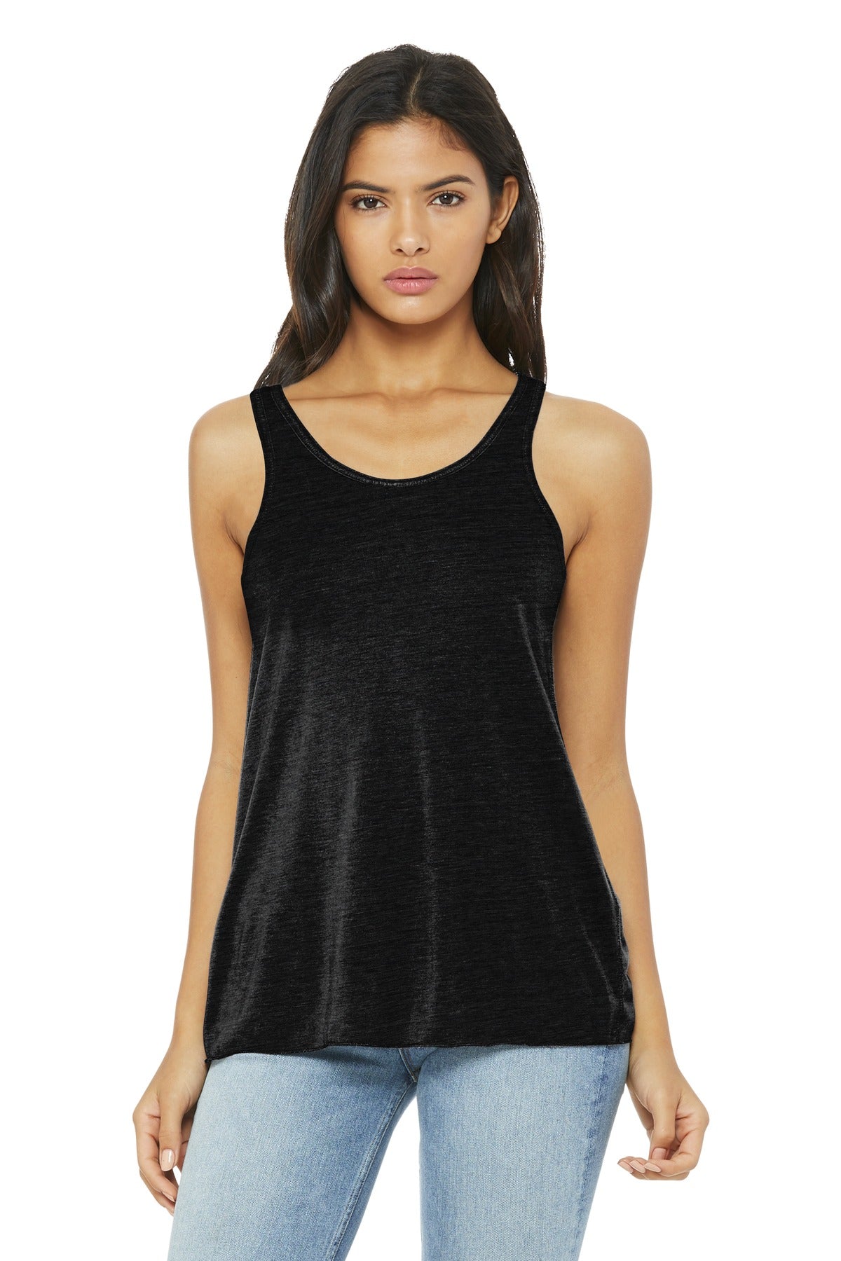 BELLA+CANVAS  Women's Flowy Racerback Tank - Solid Black Slub