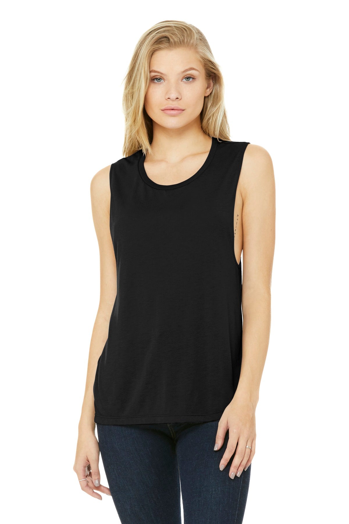 BELLA+CANVAS  Women's Flowy Scoop Muscle Tank - Black