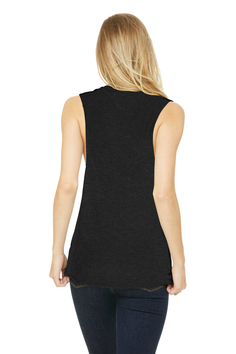 BELLA+CANVAS  Women's Flowy Scoop Muscle Tank - Black Heather