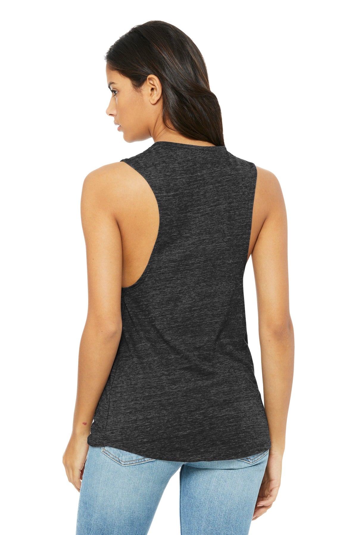 BELLA+CANVAS  Women's Flowy Scoop Muscle Tank - Charcoal Black Slub