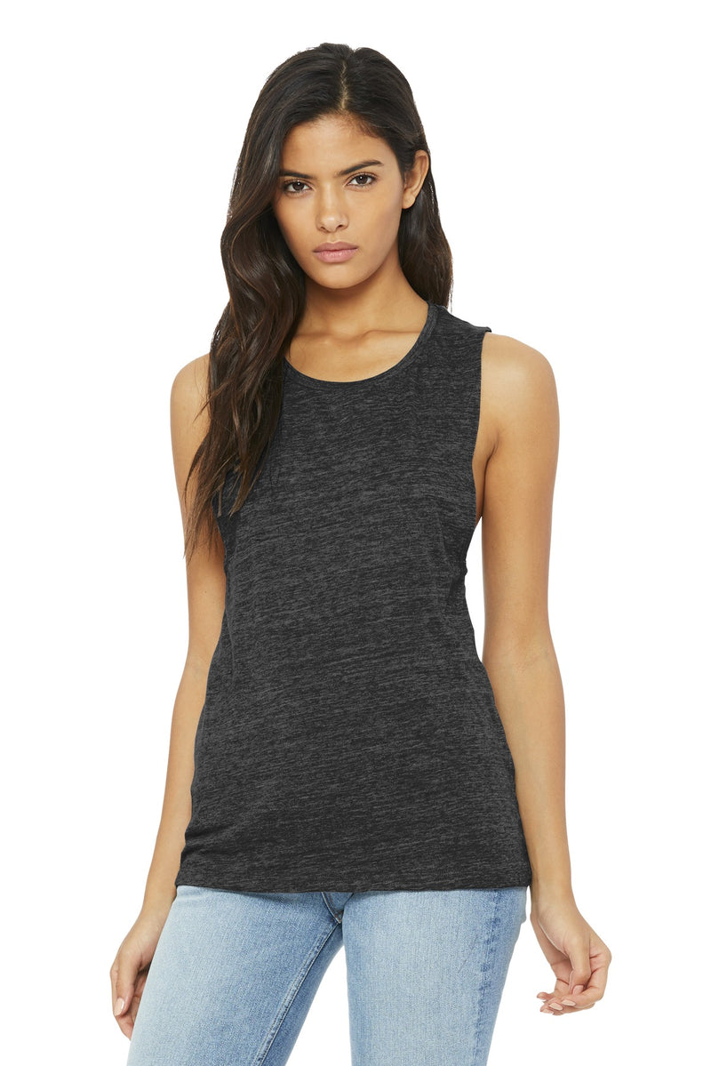 BELLA+CANVAS  Women's Flowy Scoop Muscle Tank - Charcoal Black Slub