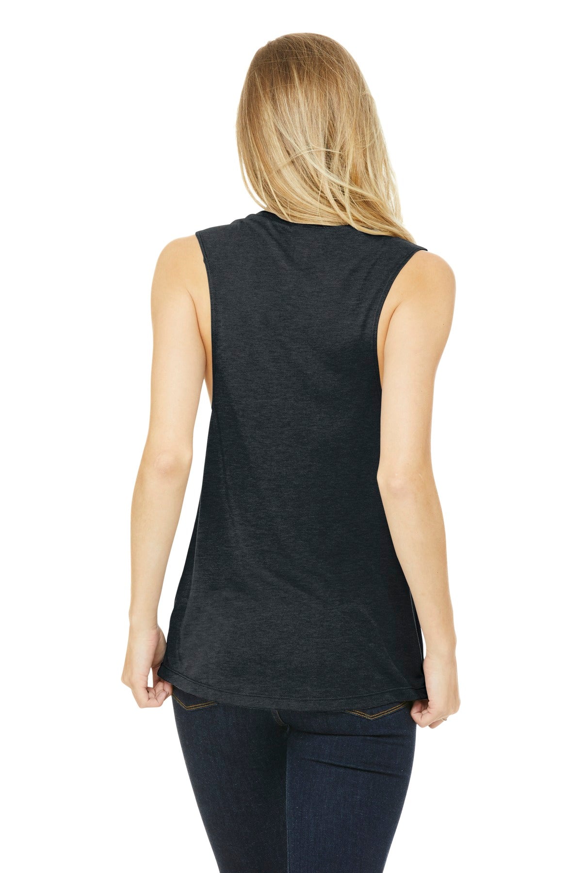 BELLA+CANVAS  Women's Flowy Scoop Muscle Tank - Dark Grey Heather