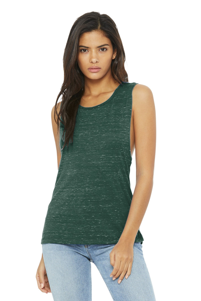 BELLA+CANVAS  Women's Flowy Scoop Muscle Tank - Forest Marble