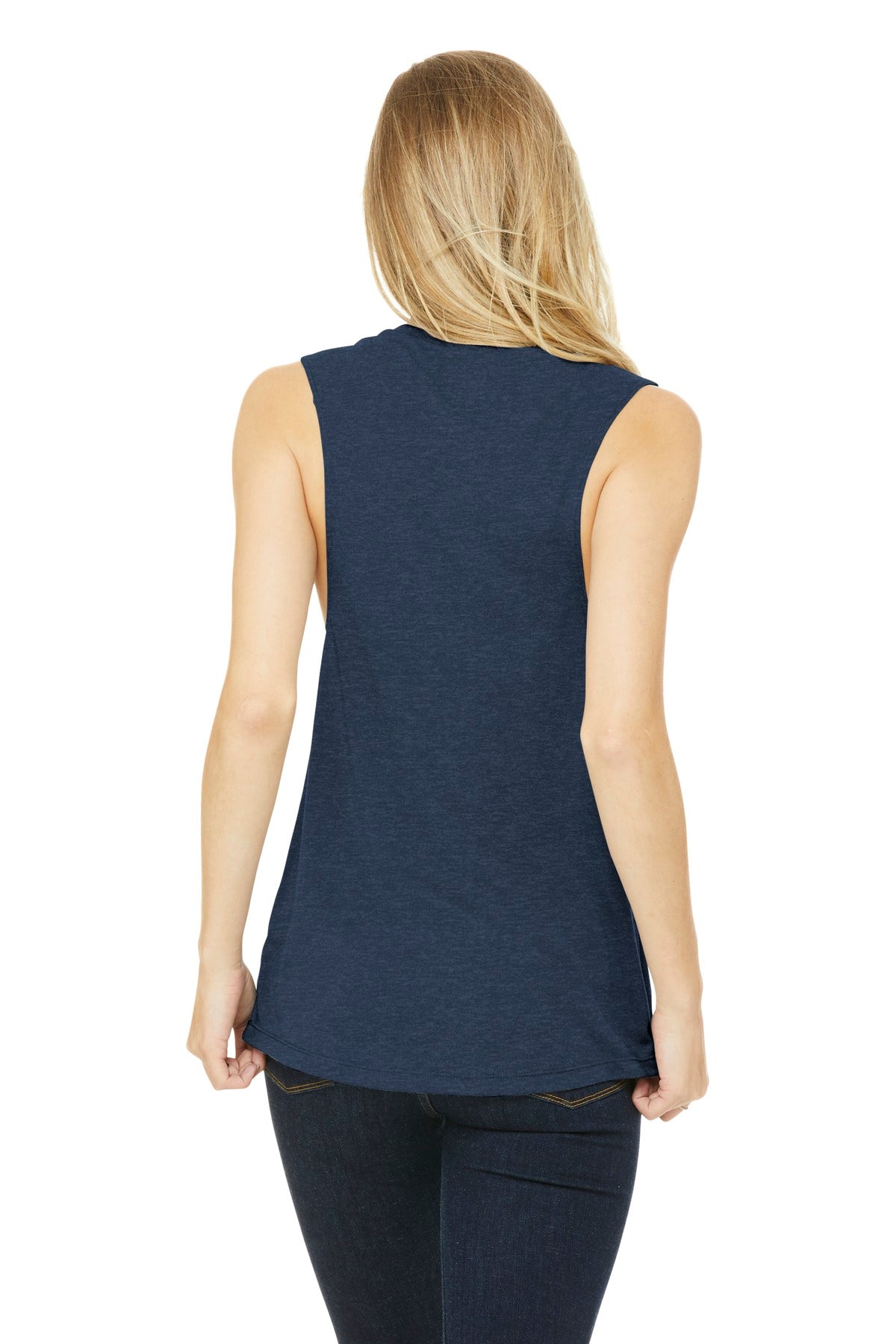 BELLA+CANVAS  Women's Flowy Scoop Muscle Tank - Heather Navy