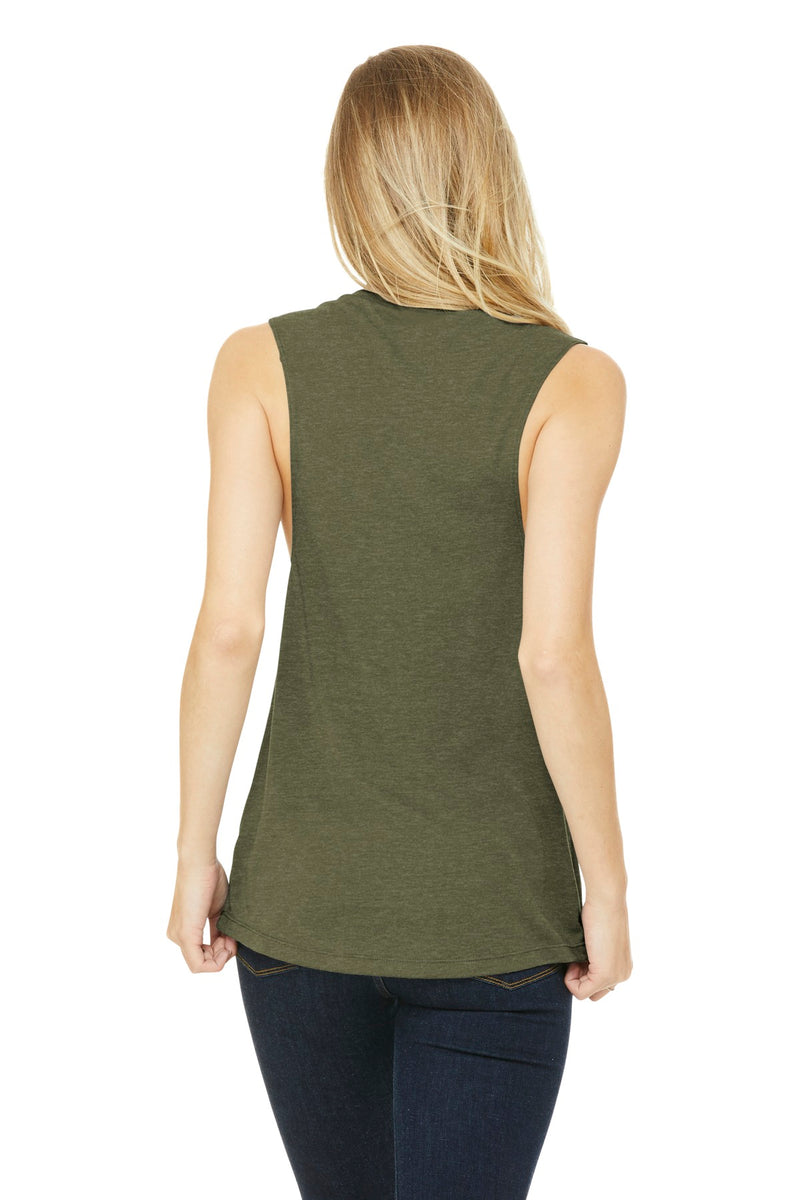 BELLA+CANVAS  Women's Flowy Scoop Muscle Tank - Heather Olive
