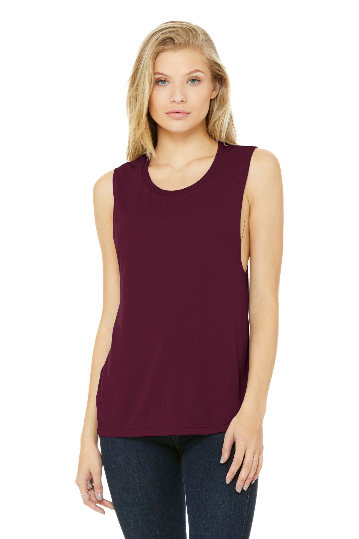 BELLA+CANVAS  Women's Flowy Scoop Muscle Tank - Maroon
