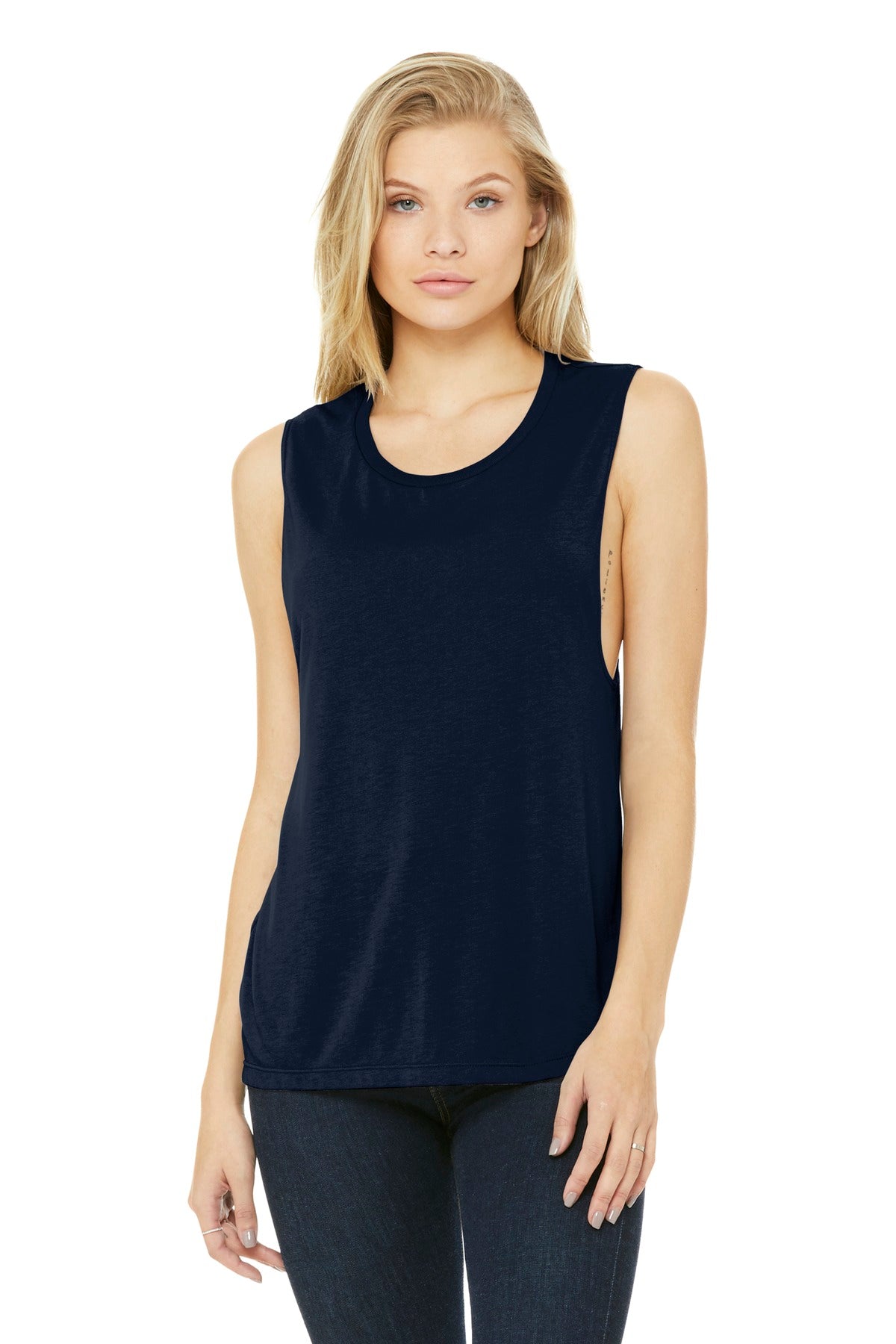 BELLA+CANVAS  Women's Flowy Scoop Muscle Tank - Midnight